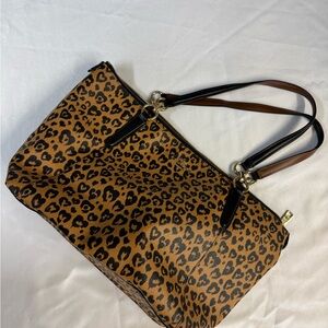 Coach Brown and Black Leopard Print Tote